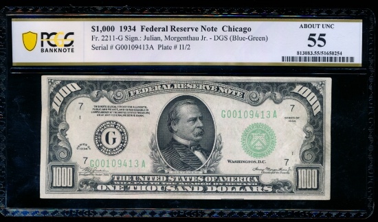 1934 $1000 Chicago FRN PCGS 55