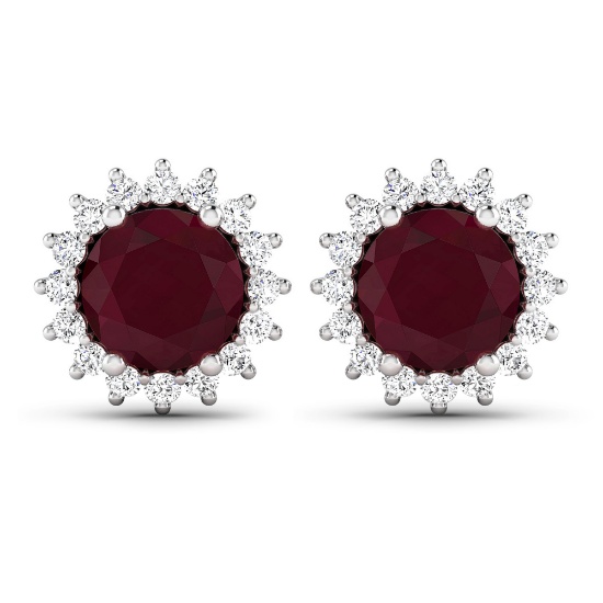 14KT White Gold 2.1ctw Ruby and Diamond Earrings