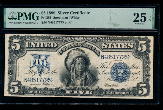 1899 $5 Chief Silver Certificate PMG 25EPQ