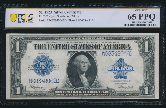 1923 $1 Silver Certificate PCGS 65PPQ