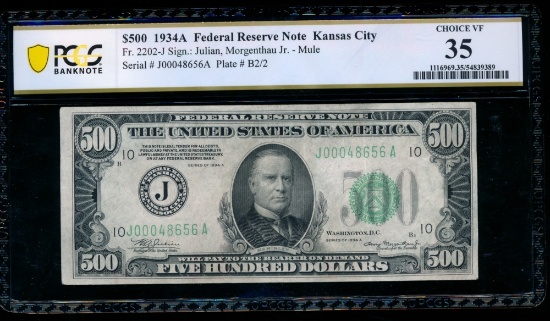 1934A $500 Kansas City FRN PCGS 35