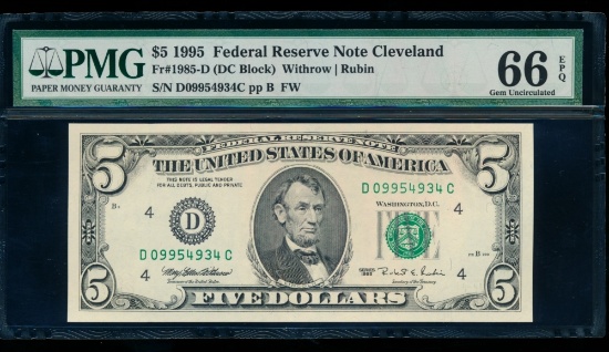1995 $5 Cleveland FRN PMG 66EPQ