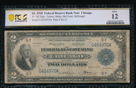 1918 $2 Chicago FRBN PCGS 12
