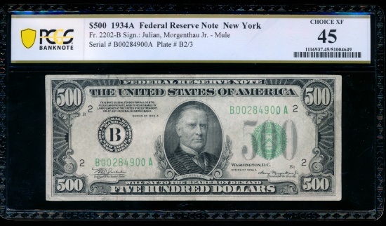 1934A $500 New York FRN PCGS 45