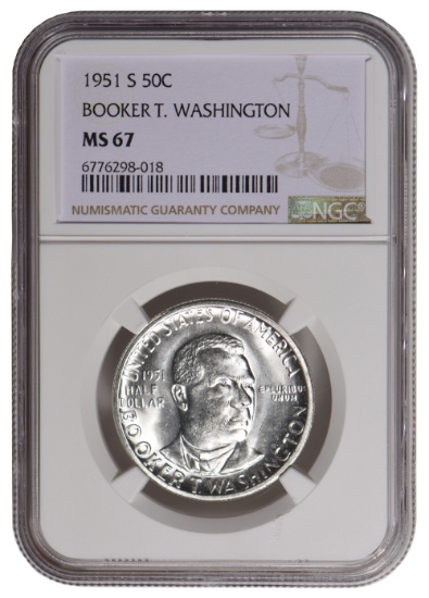 1951-S Booker T Washington Commemorative Half Dollar NGC MS67