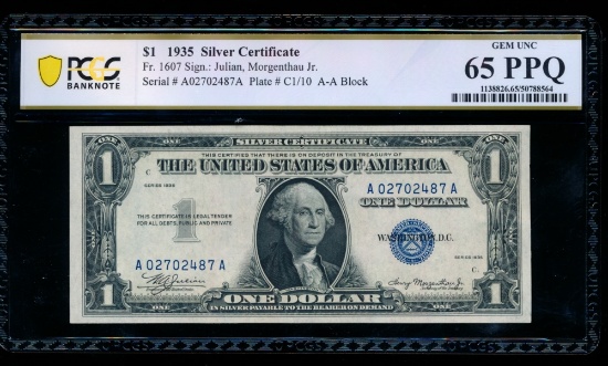 1935 $1 Silver Certificate PCGS 65PPQ