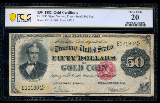 1882 $50 Gold Certificate PCGS 20