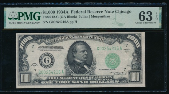 1934A $1000 Chicago FRN PMG 63EPQ