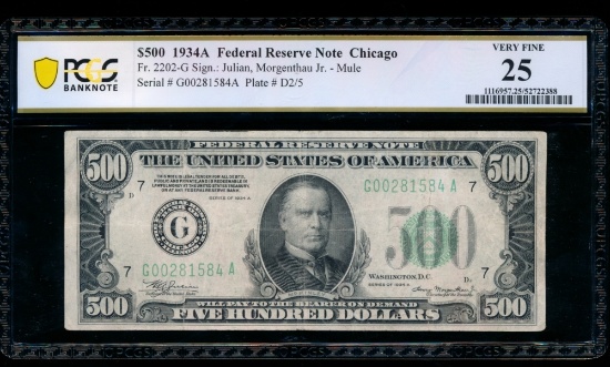 1934A $500 Chicago FRN PCGS 25
