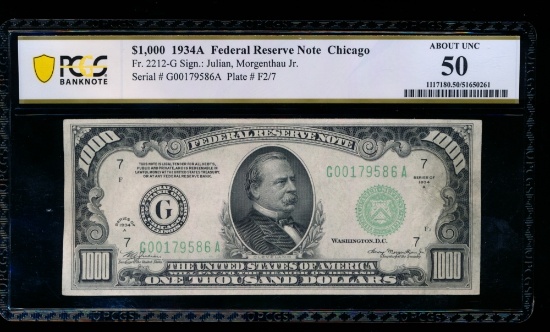 1934A $1000 Chicago FRN PCGS 50