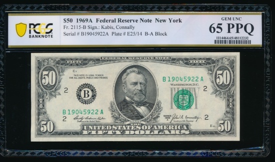 1969A $50 New York FRN PCGS 65PPQ