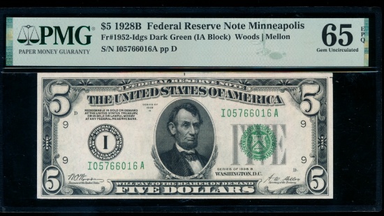 1928B $5 Minneapolis FRN PMG 65EPQ