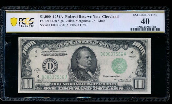 1934A $1000 Cleveland FRN PCGS 40