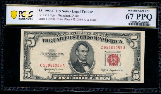 1953c $5 Legal Tender Note PCGS 67PPQ
