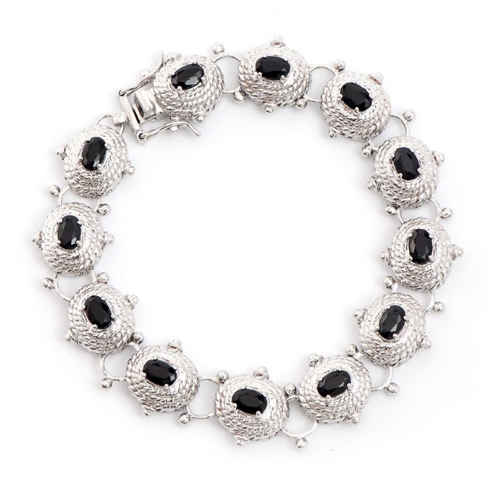 Plated Rhodium 7.45cts Sapphire Bracelet