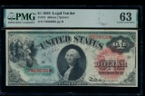 1869 $1 Rainbow Legal Tender Note PMG 63