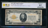 1928 $20 Gold Certificate PCGS 63