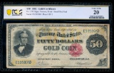 1882 $50 Gold Certificate PCGS 20