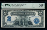 1899 $2 Mini Porthole Silver Certificate PMG 58EPQ
