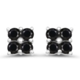 Plated 18KT White Gold 1.04ctw Black Sapphire Earrings