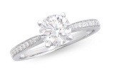 14KT White Gold 1.23ct F Color Lab Diamond Ring