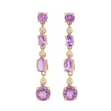 Plated 18KT Yellow Gold and Sterling Silver 5.40ctw Amethyst Earrings