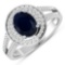 14KT White Gold 1.3ctw Blue Sapphire and Diamond Ring