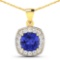 14KT Yellow Gold 2.10ct Tanzanite and Diamond Pendant with Chain