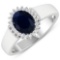 14KT White Gold 1.3ct Blue Sapphire and Diamond Ring