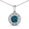 14KT White Gold 2.05ctw London Blue Topaz and Diamond Pendant