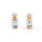 Plated 18KT Yellow Gold 1.34cts Blue Topaz and Diamond Earrings