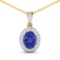 14KT Yellow Gold 1.09ct Tanzanite and Diamond Pendant with Chain