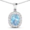 14KT White Gold 3ctw Aquamarine and Diamond Pendant
