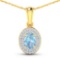 14KT Yellow Gold 0.51ctw Aquamarine and Diamond Pendant