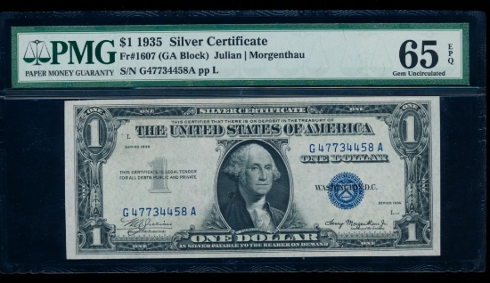 1935 $1 Silver Certificate PMG 65EPQ