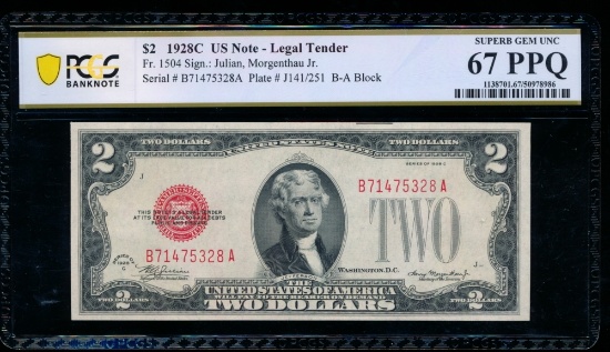 1928C $2 Legal Tender Note PCGS 67PPQ