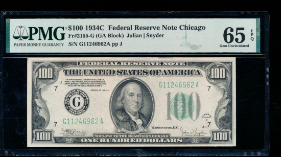 1934C $10 Chicago FRN PMG 65EPQ