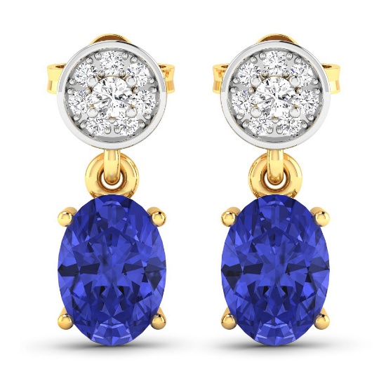 14KT Yellow Gold 1.24ctw Tanzanite and Diamond Earrings