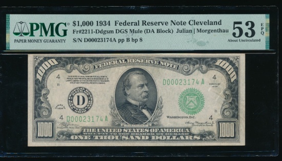 1934 $1000 Cleveland FRN PMG 53EPQ