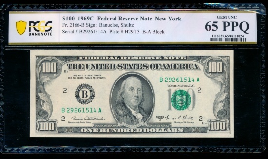 1969C $100 New York FRN PCGS 65PPQ