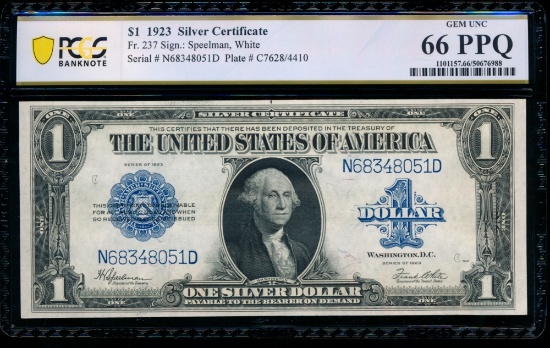 1923 $1 Silver Certificate PCGS 66PPQ