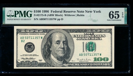 1996 $100 New York FRN PMG 65EPQ
