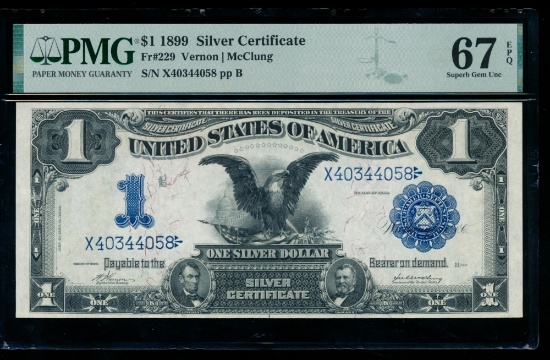 1899 $1 Black Eagle Silver Certificate PMG 67EPQ