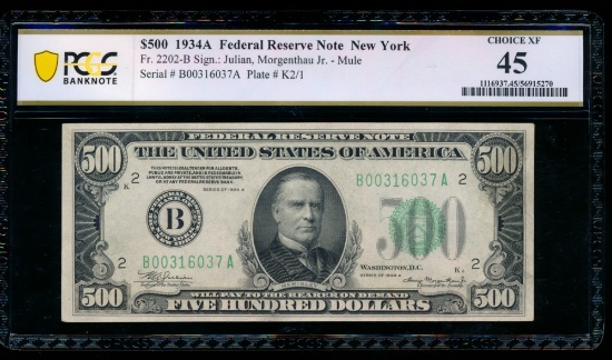 1934A $500 New York FRN PCGS 45