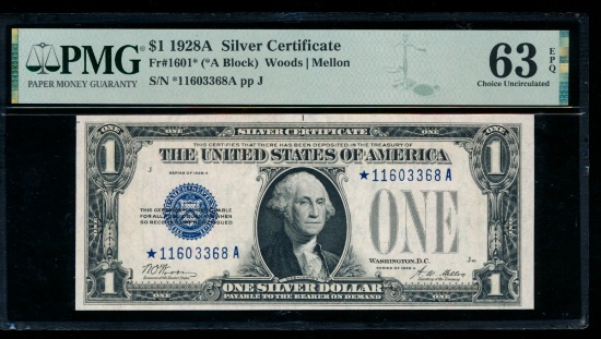 1928A $1 STAR Silver Certificate PMG 63EPQ
