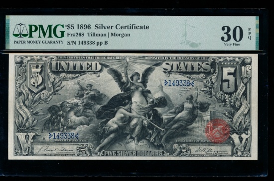 1896 $5 Educational Silver Certificate PMG 30EPQ