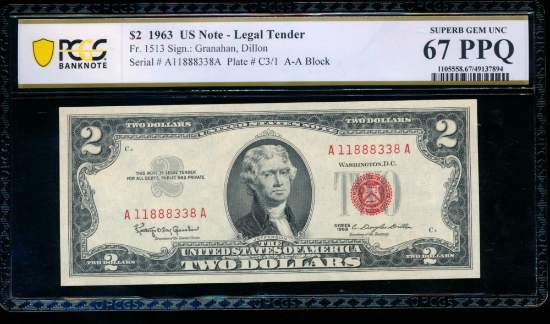 1963 $2 Legal Tender Note PCGS 67PPQ
