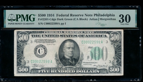 1934 $500 Philadelphia FRN PMG 30