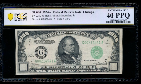 1934A $1000 Chicago FRN PCGS 40PPQ