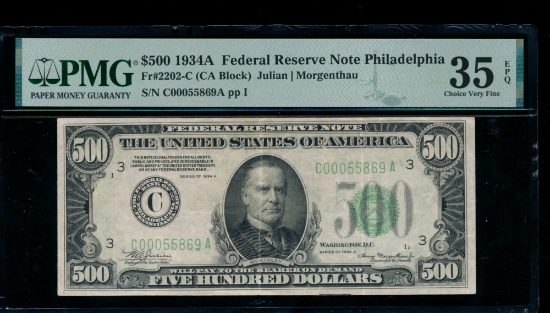 1934A $500 Philadelphia FRN PMG 35EPQ